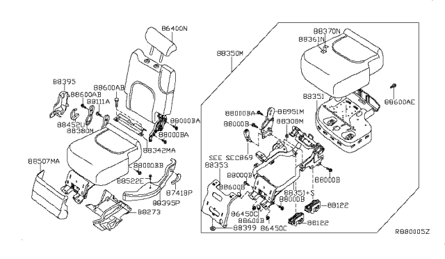 2011 Nissan Pathfinder Rear Seat Diagram 5