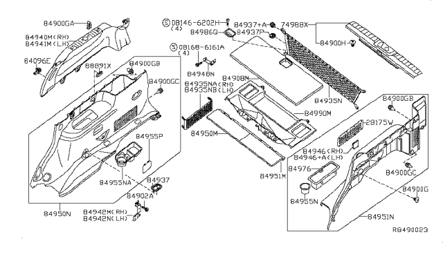 2011 Nissan Pathfinder Trunk & Luggage Room Trimming Diagram