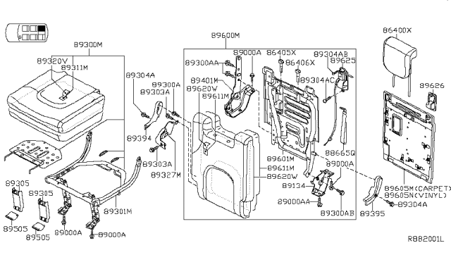 2008 Nissan Pathfinder Cover Assembly-Cushion,3RD Seat Diagram for 89320-ZP40C