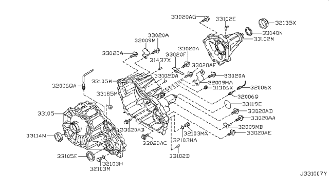 2012 Nissan Pathfinder Plug Drain Diagram for 32103-MA00C
