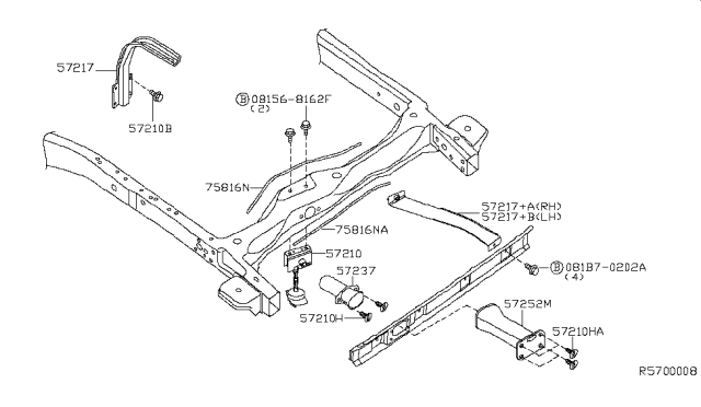 2005 Nissan Pathfinder Guide-Handle Rod,Spare Wheel Diagram for 57237-EA000