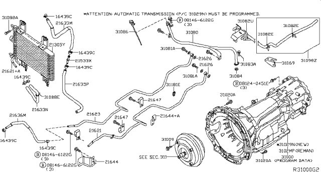 2006 Nissan Pathfinder Auto Transmission,Transaxle & Fitting Diagram 2