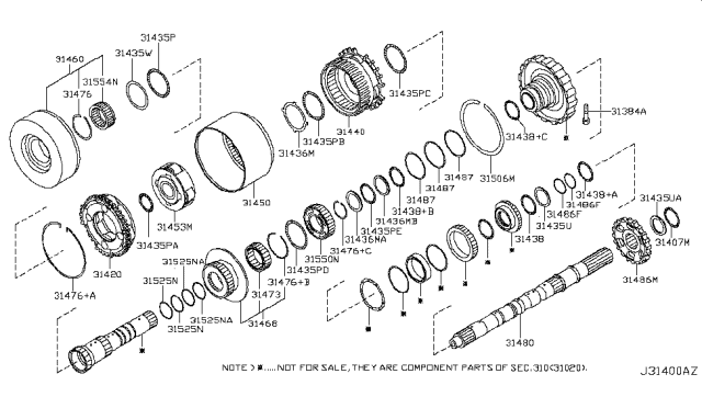 2006 Nissan Pathfinder Governor,Power Train & Planetary Gear Diagram 1