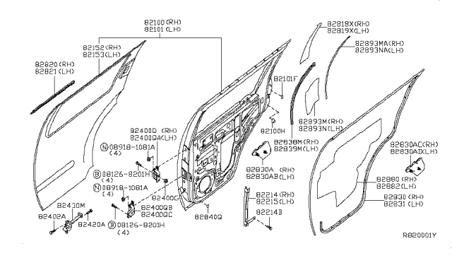 2007 Nissan Pathfinder Screen-Sealing,Rear L Diagram for 82861-EA500