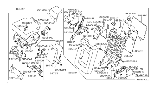 2005 Nissan Pathfinder Rear Seat Diagram 1