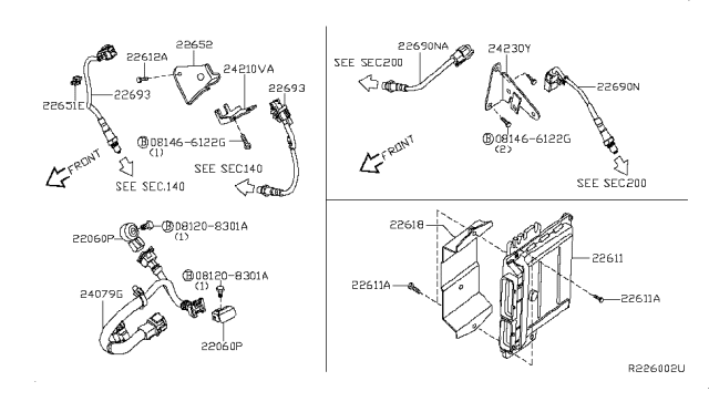 2008 Nissan Pathfinder Engine Control Module Diagram for 23710-ZP50A