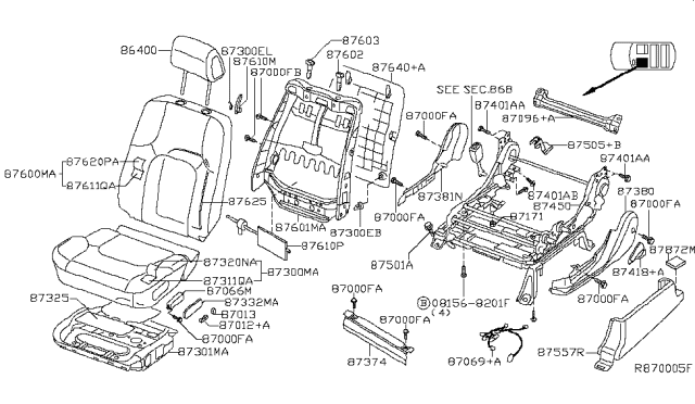 2006 Nissan Pathfinder Front Seat Diagram 6