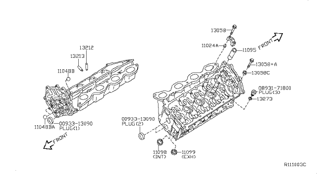 2009 Nissan Pathfinder Cylinder Head & Rocker Cover Diagram 3