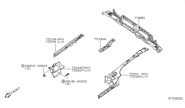 2010 Nissan Pathfinder Member & Fitting Diagram