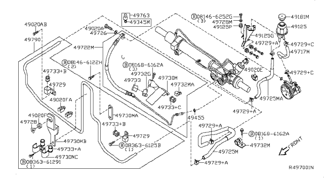 2010 Nissan Pathfinder Oil Cooler Assy-Power Steering Diagram for 49790-ZS30A