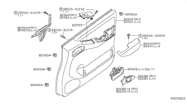 2010 Nissan Pathfinder Front Door Trimming Diagram