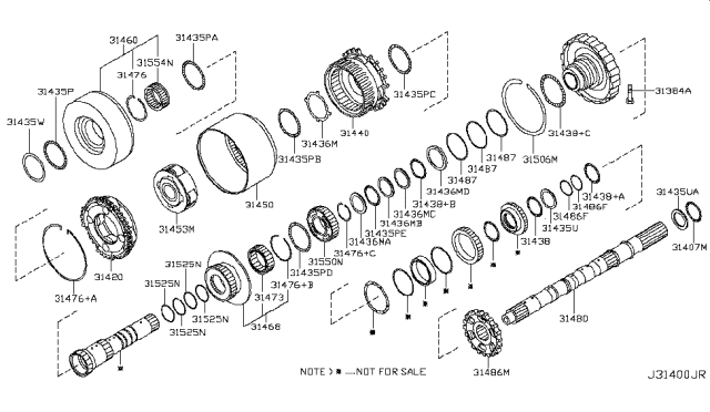 2011 Nissan Pathfinder Governor,Power Train & Planetary Gear Diagram 1