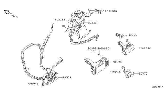 2008 Nissan Pathfinder Back Door Lock & Handle Diagram 3