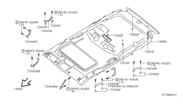2008 Nissan Pathfinder Roof Trimming Diagram 1