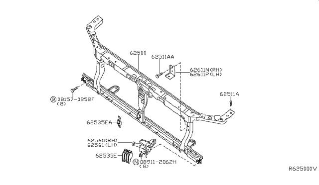 2009 Nissan Pathfinder Support Assy-Radiator Core Diagram for F2500-ZS2MA