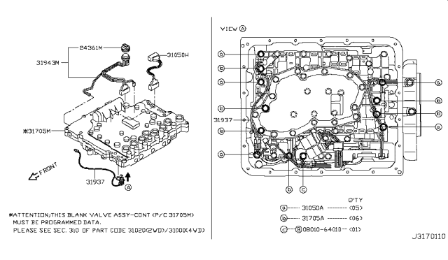 2009 Nissan Pathfinder Control Valve (ATM) Diagram 1