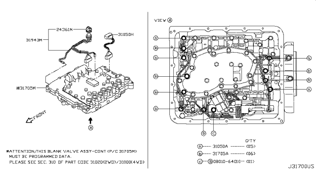 2006 Nissan Pathfinder Control Valve (ATM) Diagram 2