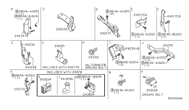 2007 Nissan Pathfinder Bracket-Harness Clip Diagram for 24239-EA212