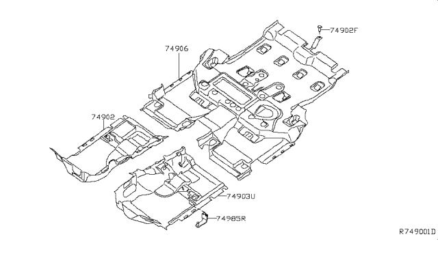 2009 Nissan Pathfinder Carpet-Floor Rear Diagram for 74906-ZL92B