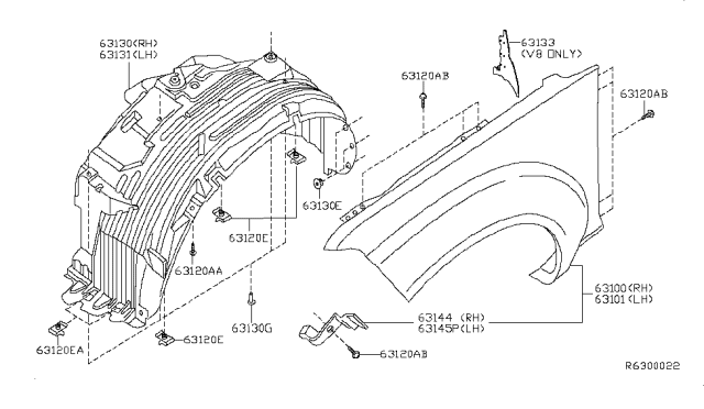 2010 Nissan Pathfinder Front Fender & Fitting Diagram