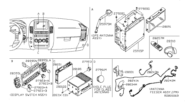 2008 Nissan Pathfinder Switch Assembly - Av & NAVI Diagram for 28395-ZQ01A