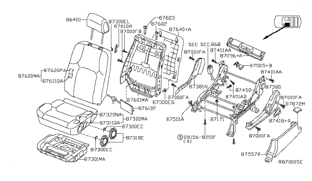 2011 Nissan Pathfinder Front Seat Diagram 1