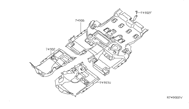 2012 Nissan Pathfinder Carpet-Floor Rear Diagram for 74906-ZL90A