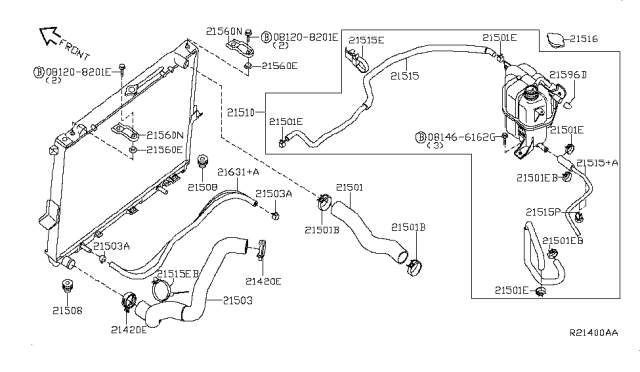 2012 Nissan Pathfinder Radiator,Shroud & Inverter Cooling Diagram 3