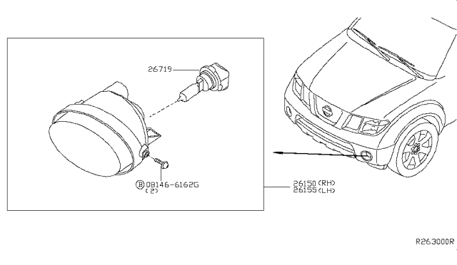 2005 Nissan Pathfinder Fog,Daytime Running & Driving Lamp Diagram 1