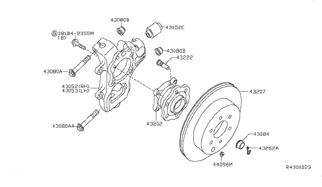 2007 Nissan Pathfinder Hub Assy-Rear Diagram for 43202-EA500