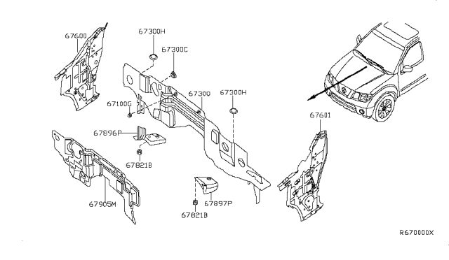 2005 Nissan Pathfinder Dash Panel & Fitting Diagram