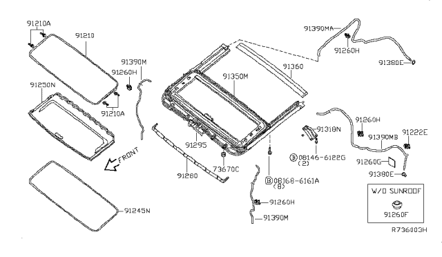 2009 Nissan Pathfinder Sun Roof Parts Diagram 2