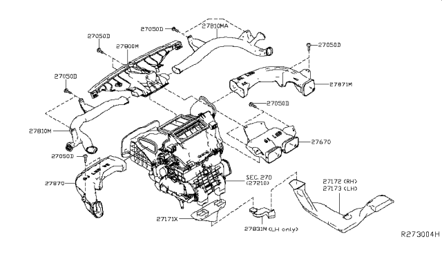 2018 Nissan Leaf Duct-Ventilator,Center Diagram for 27860-5SA0A