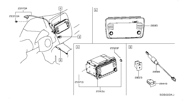 2018 Nissan Leaf Antenna Assy-Gps Diagram for 25975-5SA0A