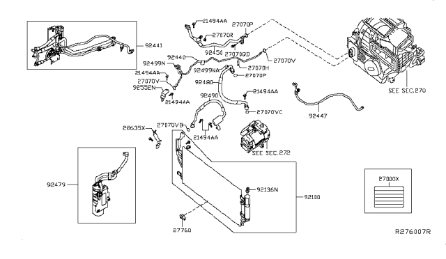 2019 Nissan Leaf Hose-Flexible,Low Diagram for 92480-5SA5A