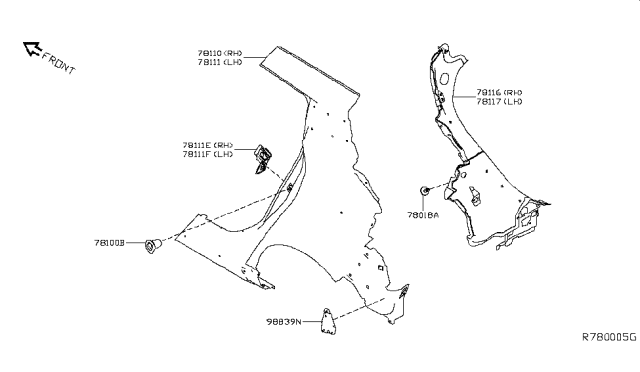 2019 Nissan Leaf Rear Fender & Fitting Diagram