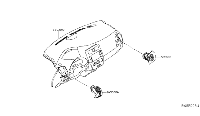 2019 Nissan Leaf Ventilator Assy-Side Diagram for 68761-5SA0B