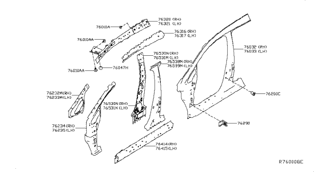 2018 Nissan Leaf Body - Front Side, Outer RH Diagram for 76032-5SA0A