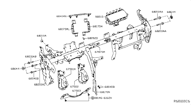 2019 Nissan Leaf Finisher-Instrument Diagram for 68414-5SA0B