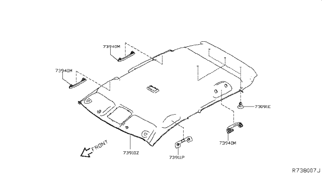 2019 Nissan Leaf Headlining Assy Diagram for 73910-5SP0B