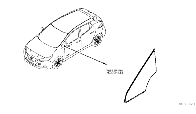 2019 Nissan Leaf Glass-Opera Window,LH Diagram for 76821-3NF0A