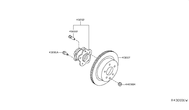 2018 Nissan Leaf Hub Assembly Rear Diagram for 43202-5SN0A