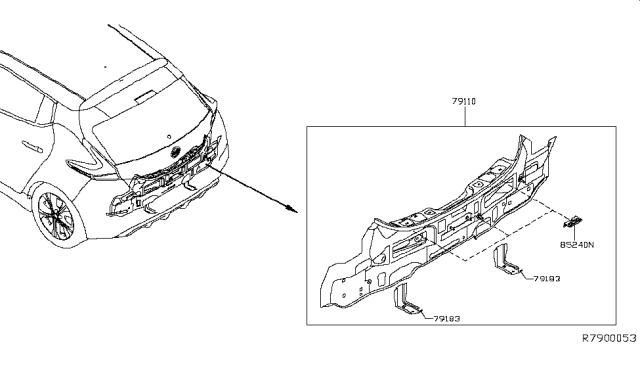 2018 Nissan Leaf Rear,Back Panel & Fitting Diagram