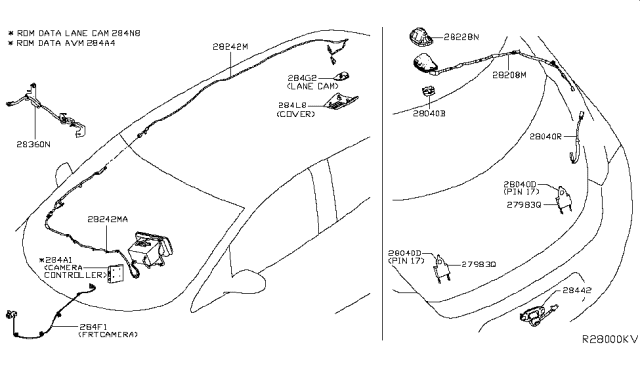 2019 Nissan Leaf Antenna Assy-Satellite Diagram for 28208-5SA0A