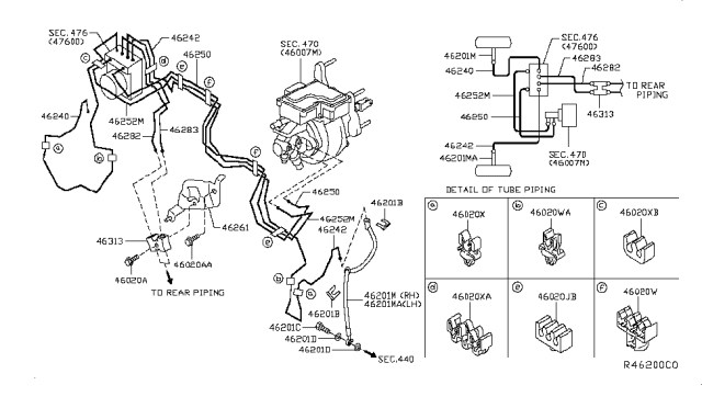 2019 Nissan Leaf Hose Assy-Brake,Front Diagram for 46210-5SA1A