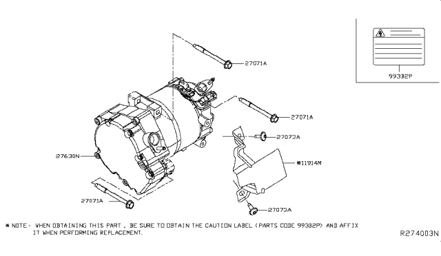 2018 Nissan Leaf Stay-Compressor Diagram for 11915-5SK1A