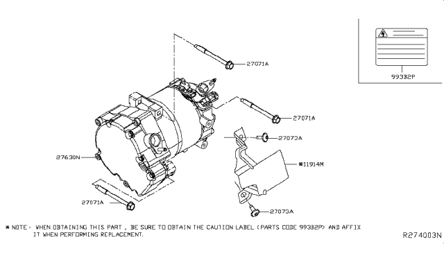 2018 Nissan Leaf Compressor-Air Conditioner Diagram for 92600-5SA0A