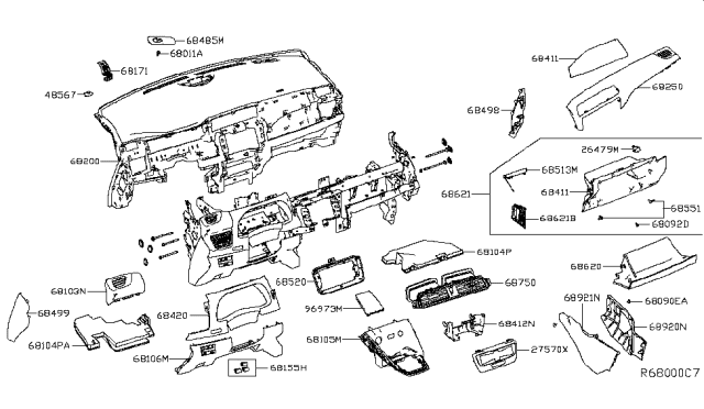 2018 Nissan Leaf Finisher-Instrument Diagram for 68411-5SA0A