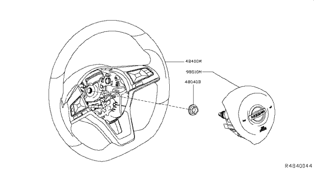 2018 Nissan Leaf Steering Wheel Assembly W/O Pad Diagram for 48430-5SA5A