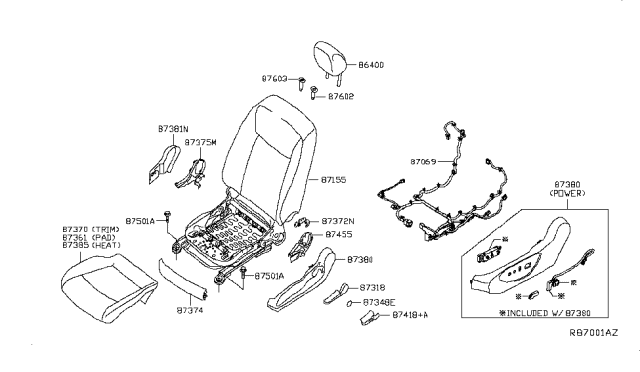 2018 Nissan Leaf Switch-Air-Pump-LH Diagram for 87335-3NF1A